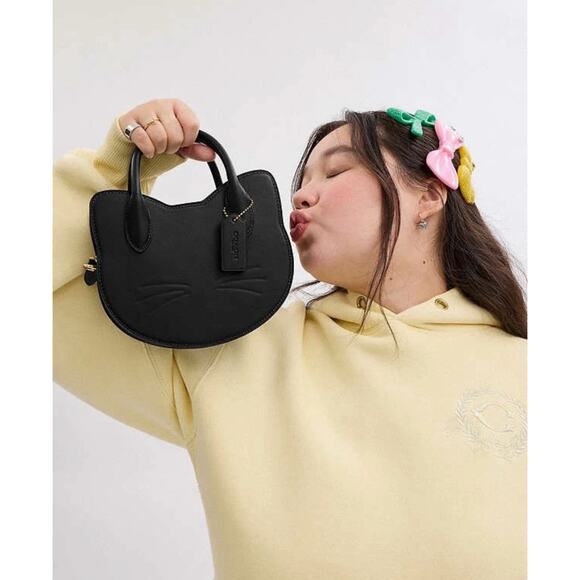 Coach Halloween Collection Cat Bag in Brass/Black Glove Tanned Leather NWT - Picture 5 of 7